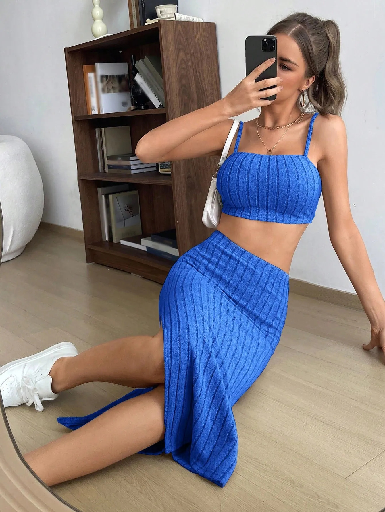 Solid Cami Top & Split Thigh Skirt SS23