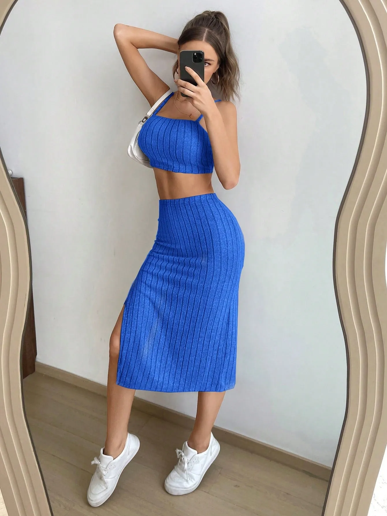 Solid Cami Top & Split Thigh Skirt SS23