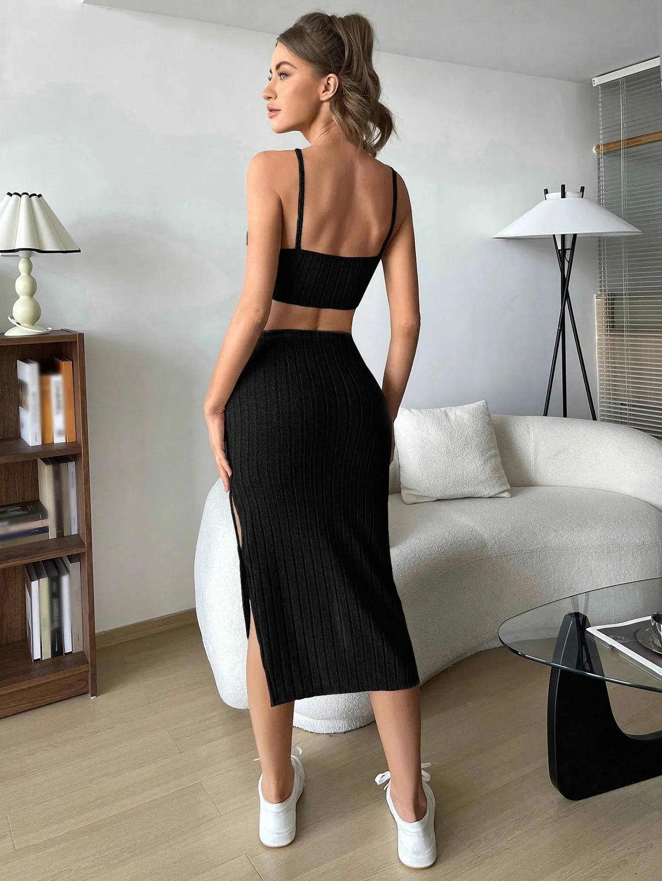 Solid Cami Top & Split Thigh Skirt SS23