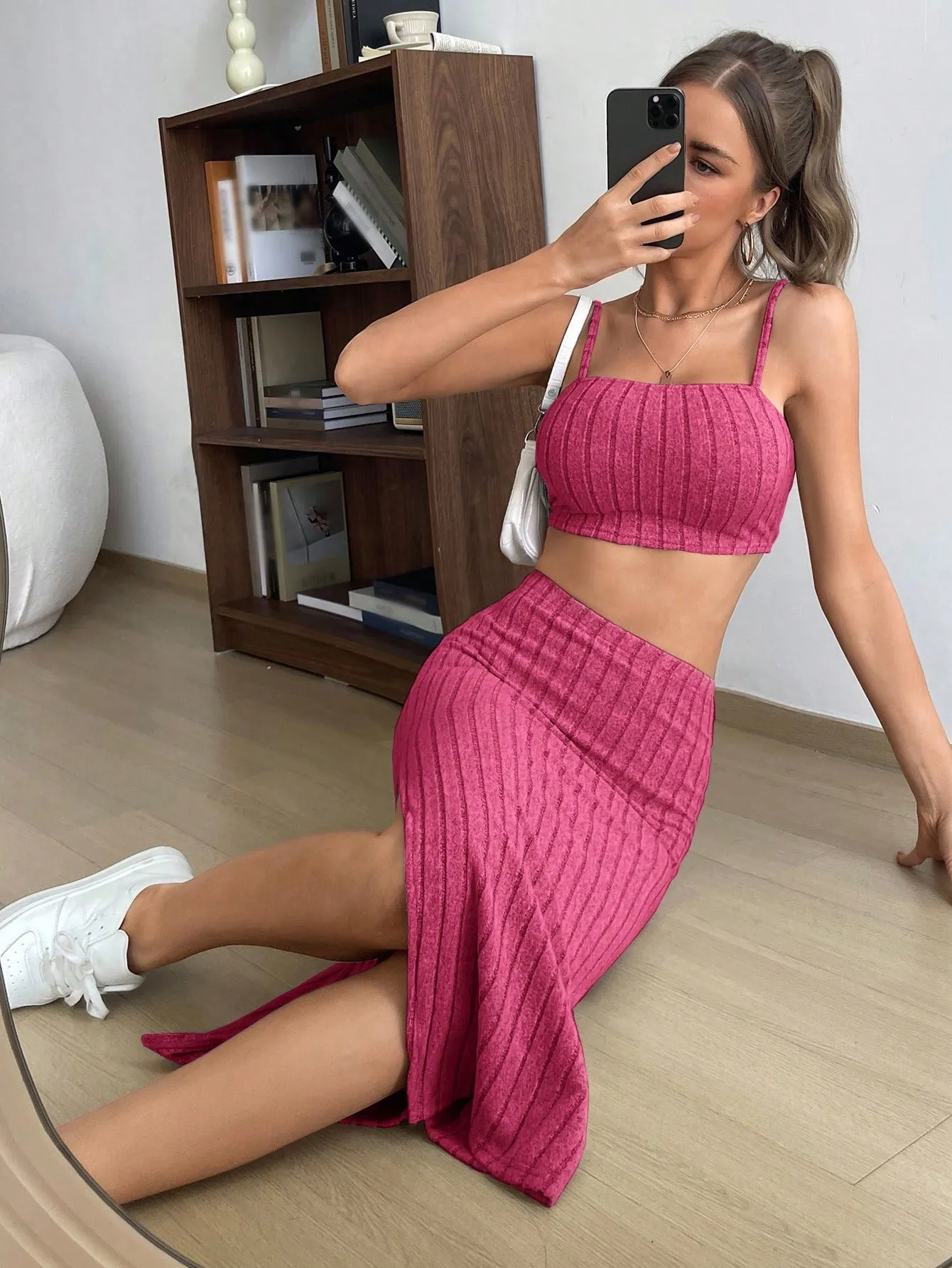Solid Cami Top & Split Thigh Skirt SS23