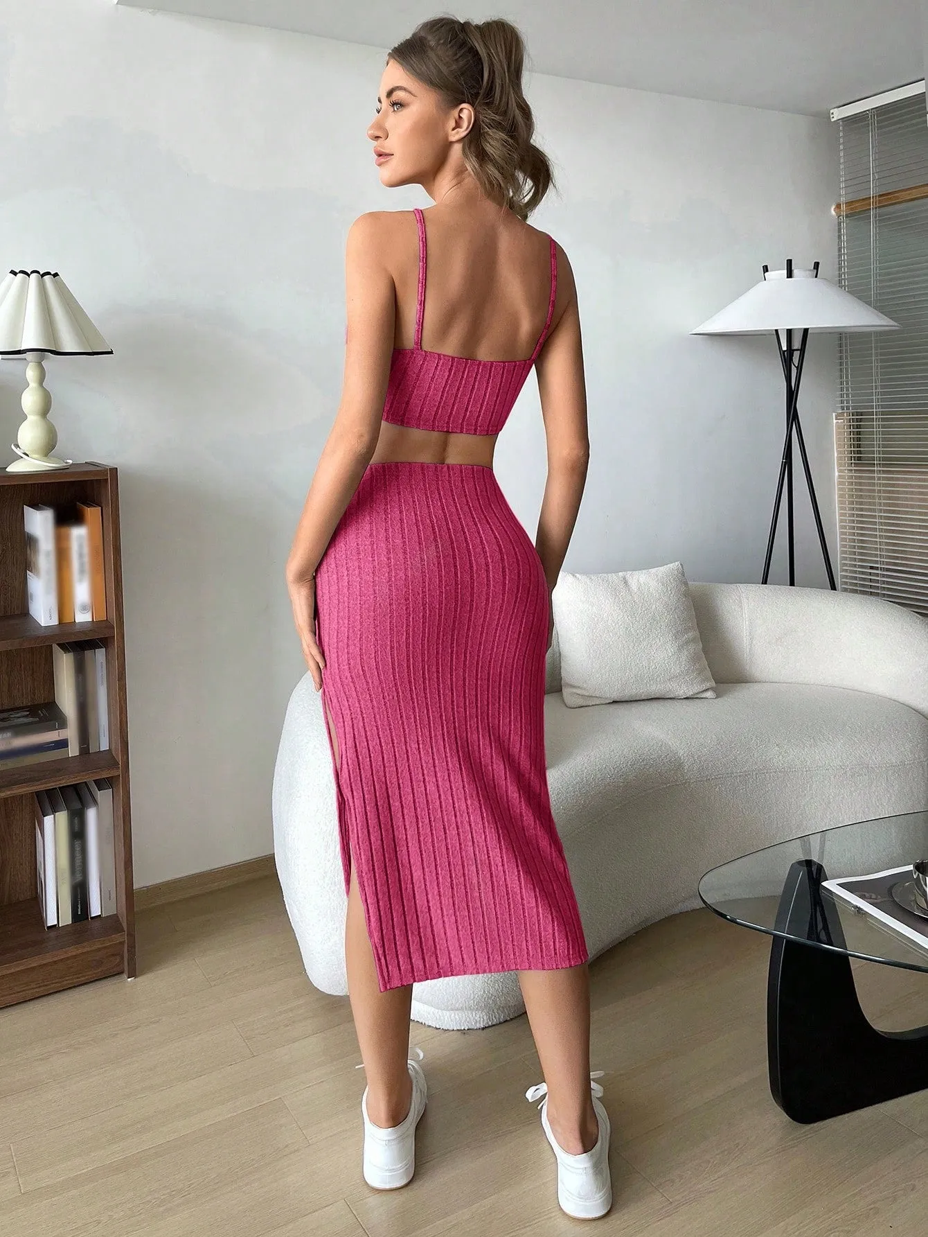 Solid Cami Top & Split Thigh Skirt SS23