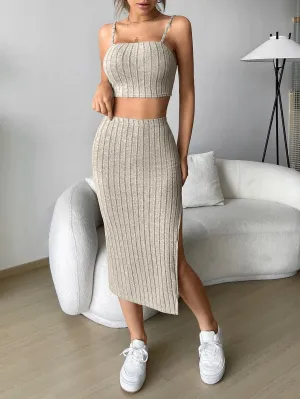 Solid Cami Top & Split Thigh Skirt SS23