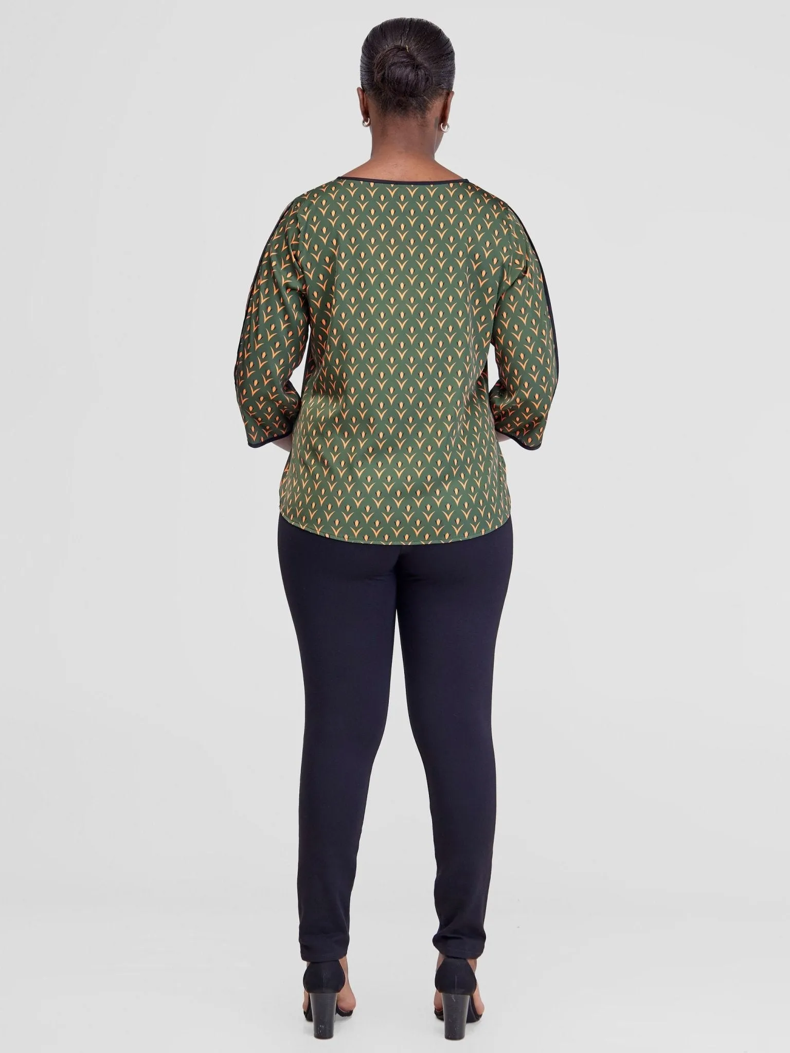 Vivo Vinna 3/4 Sleeve Top - Hunters / Orange Nina Print