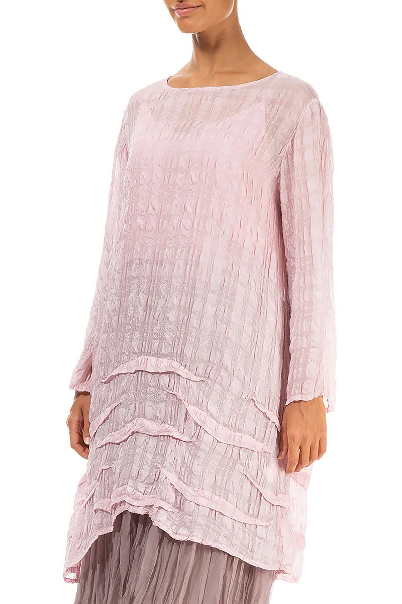 Wavy Hem Powder Pink Light Silk Tunic