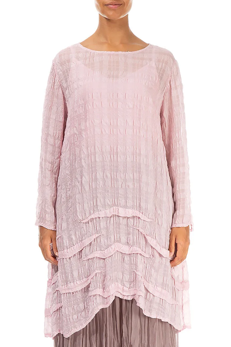 Wavy Hem Powder Pink Light Silk Tunic