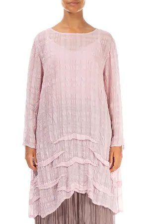 Wavy Hem Powder Pink Light Silk Tunic