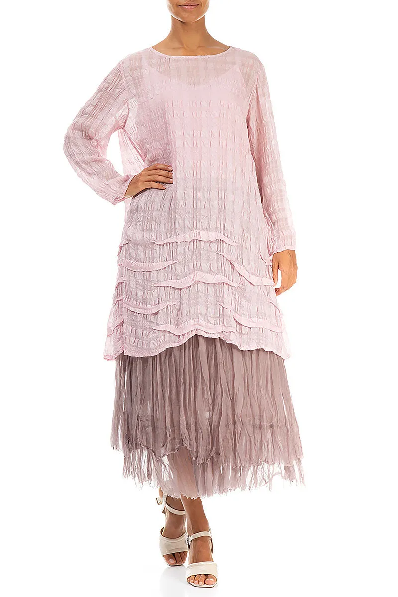 Wavy Hem Powder Pink Light Silk Tunic