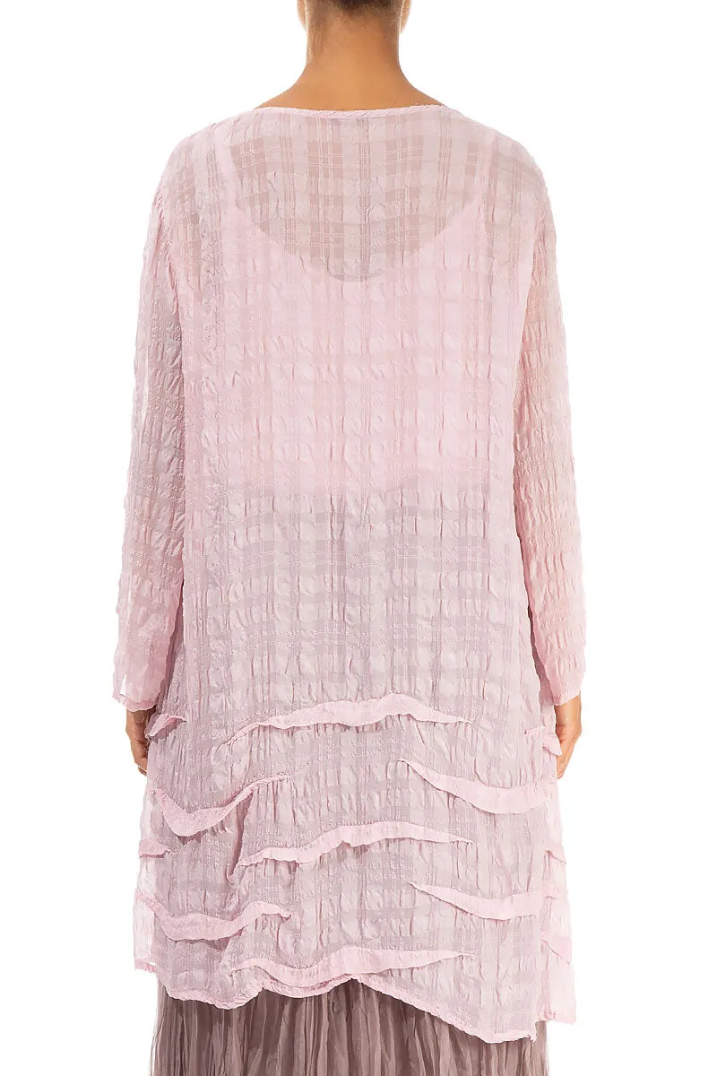 Wavy Hem Powder Pink Light Silk Tunic