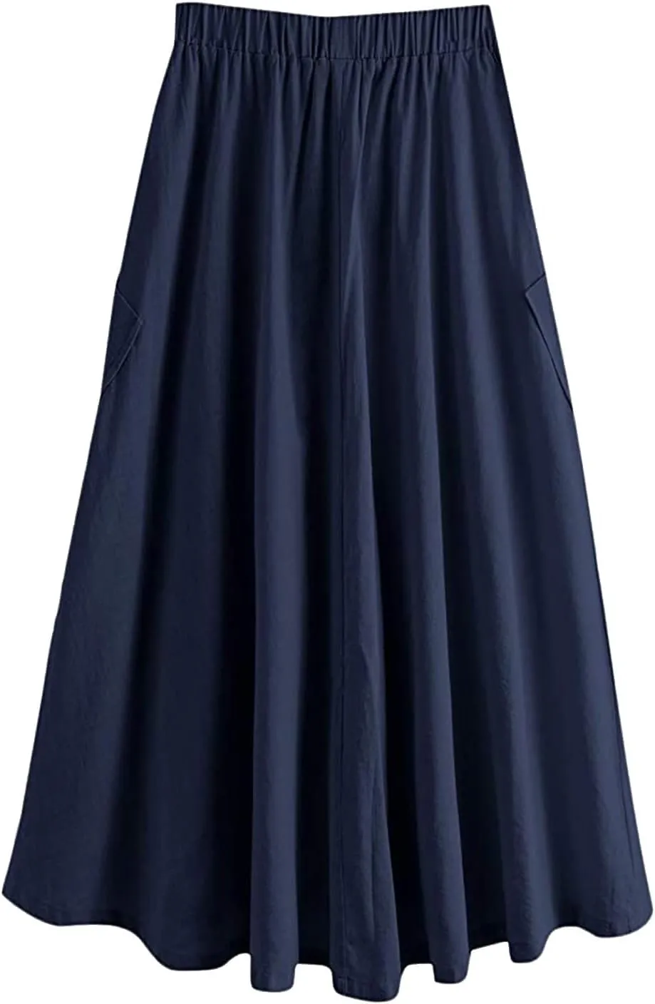Women's Casual High Waist Pleated A Line Midi Skirt with Pocket Fashion Skirts for Women 2024 Trendy