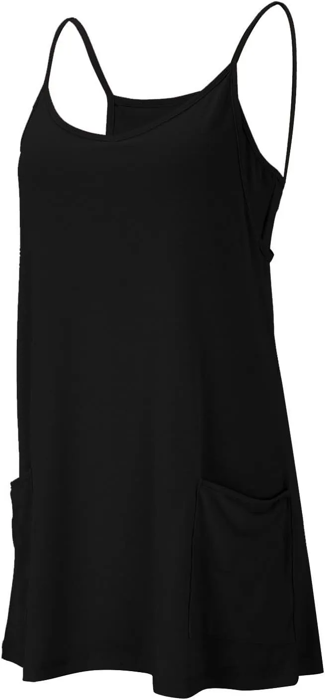 Womens Tennis Dress Workout Dress with Shorts Sleeveless Spaghetti Straps Going Out Golf Athletic Dresses